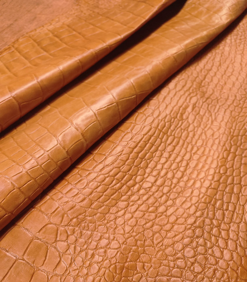 Tessuto In Ecopelle Finta Pelle Gialla Con Stampa Coccodrillo | Rotolo 137x91 Cm Per Fai-Da-Te, Borse, Rivestimenti